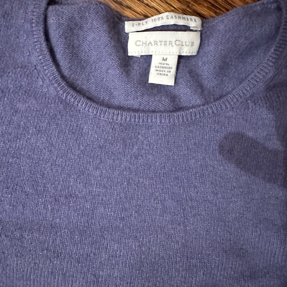Charter Club 2-Ply 100% Cashmere purple Sweater Size L - Picture 3 of 7